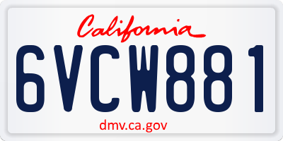 CA license plate 6VCW881