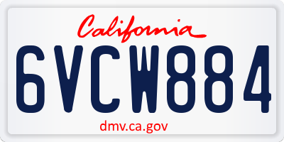 CA license plate 6VCW884