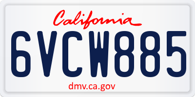 CA license plate 6VCW885