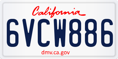 CA license plate 6VCW886