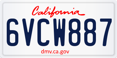CA license plate 6VCW887