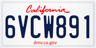 CA license plate 6VCW891