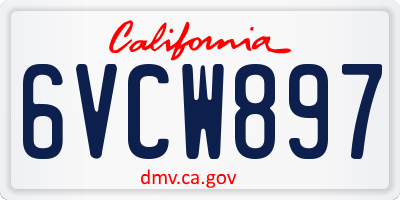 CA license plate 6VCW897