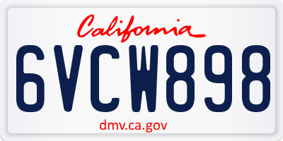 CA license plate 6VCW898