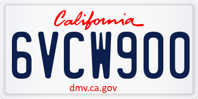 CA license plate 6VCW900