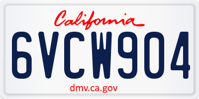 CA license plate 6VCW904