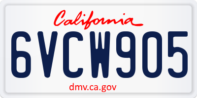 CA license plate 6VCW905