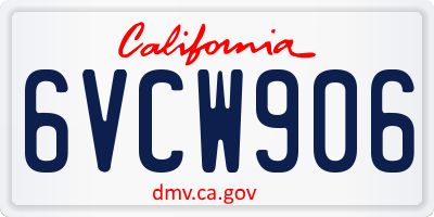 CA license plate 6VCW906