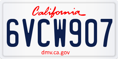 CA license plate 6VCW907