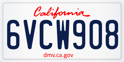 CA license plate 6VCW908