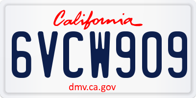 CA license plate 6VCW909