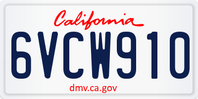 CA license plate 6VCW910