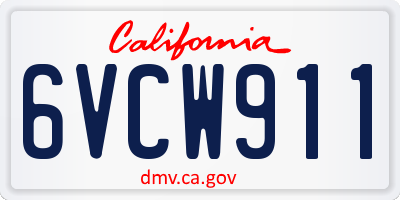 CA license plate 6VCW911