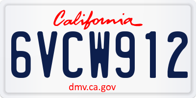 CA license plate 6VCW912