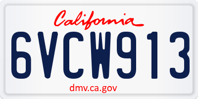 CA license plate 6VCW913