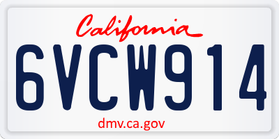 CA license plate 6VCW914