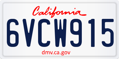 CA license plate 6VCW915