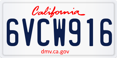 CA license plate 6VCW916