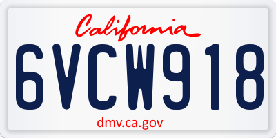 CA license plate 6VCW918