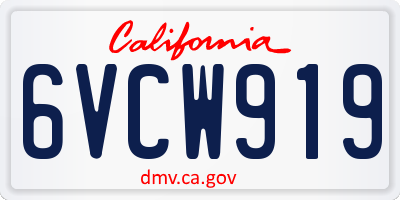 CA license plate 6VCW919
