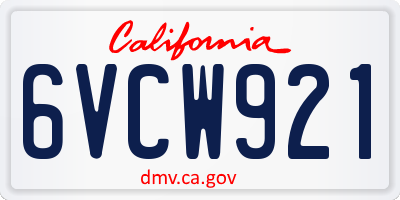 CA license plate 6VCW921