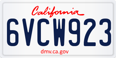 CA license plate 6VCW923