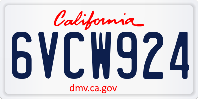 CA license plate 6VCW924