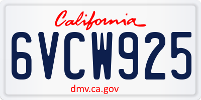 CA license plate 6VCW925
