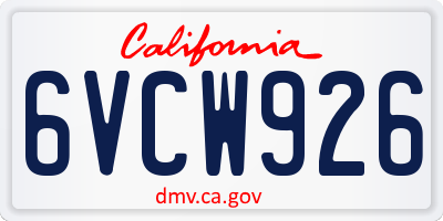 CA license plate 6VCW926