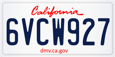 CA license plate 6VCW927