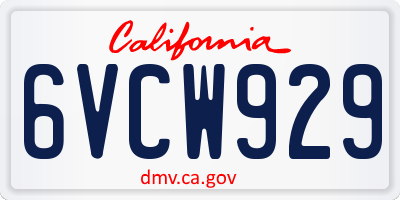 CA license plate 6VCW929