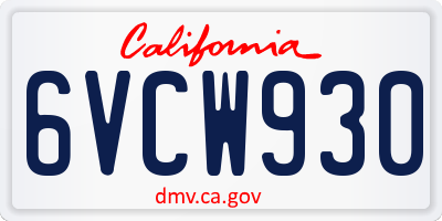CA license plate 6VCW930