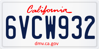 CA license plate 6VCW932