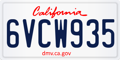 CA license plate 6VCW935