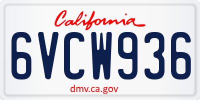 CA license plate 6VCW936