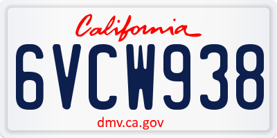CA license plate 6VCW938