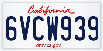 CA license plate 6VCW939