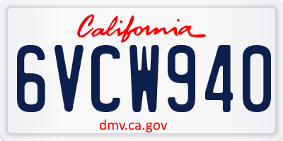 CA license plate 6VCW940