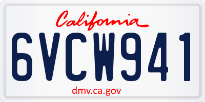 CA license plate 6VCW941