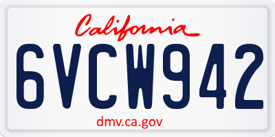 CA license plate 6VCW942