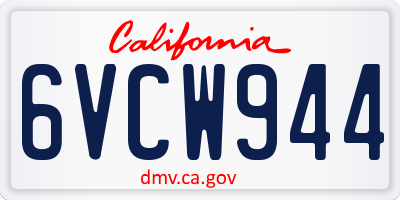 CA license plate 6VCW944