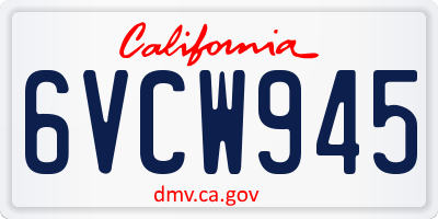 CA license plate 6VCW945