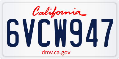 CA license plate 6VCW947