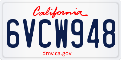 CA license plate 6VCW948