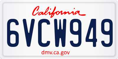 CA license plate 6VCW949
