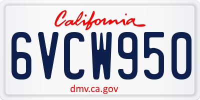 CA license plate 6VCW950