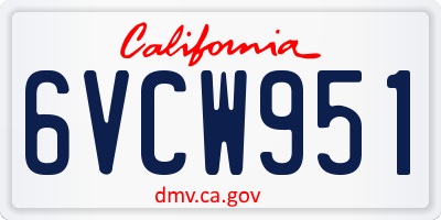 CA license plate 6VCW951