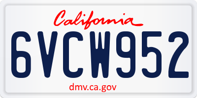 CA license plate 6VCW952
