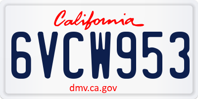 CA license plate 6VCW953