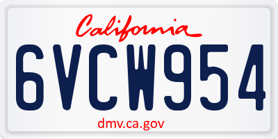 CA license plate 6VCW954